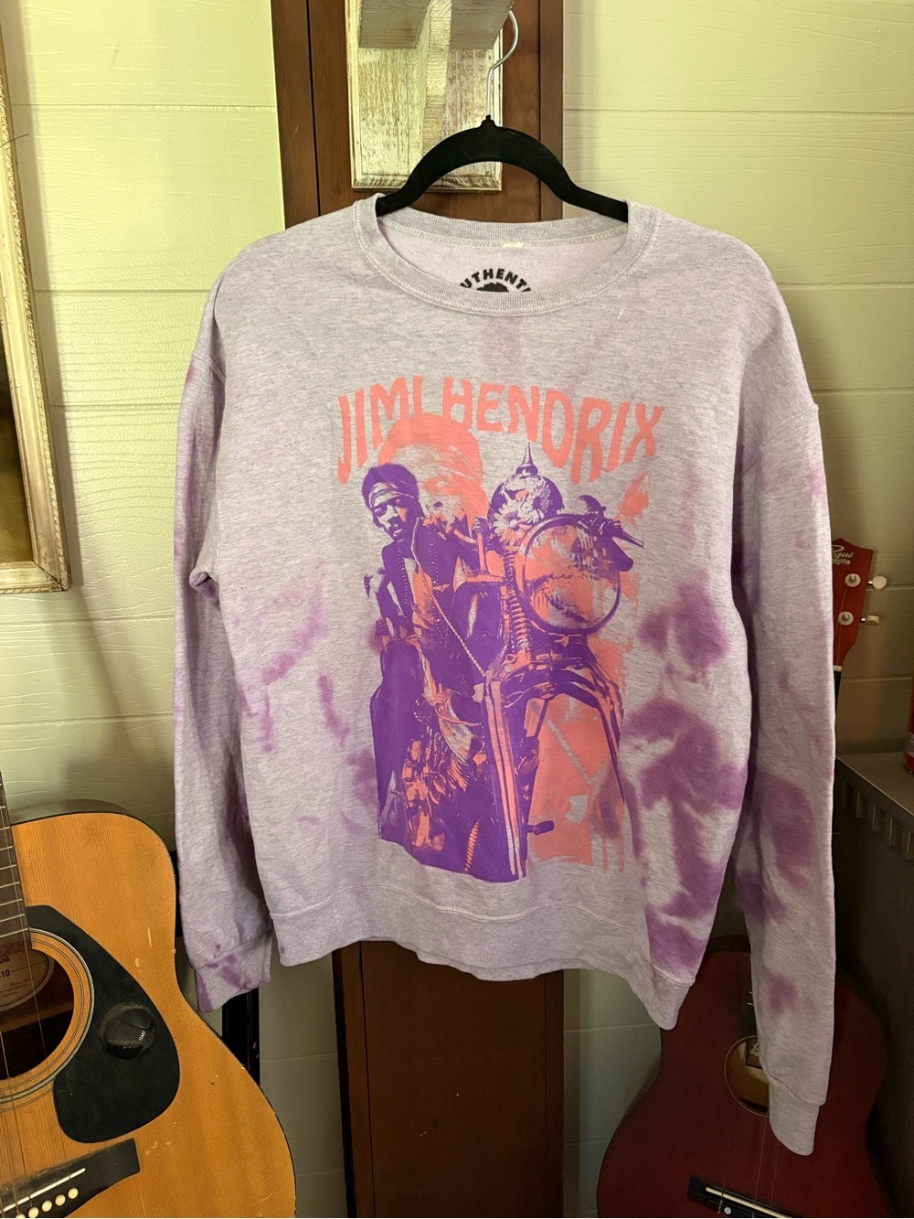 Authentic Jimi Hendrix Graphic Tie-Dye Sweatshirt - Purple & Pink Women Medium M
